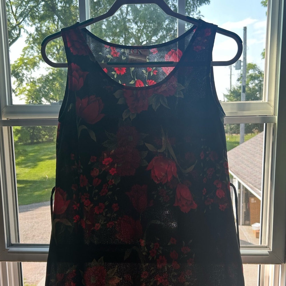 R&K Black midi with Red Floral Design